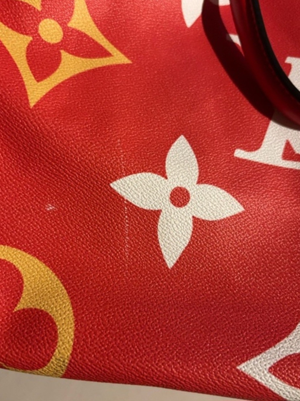 Louis Vuitton Red and Yellow Oversized Monogram Tote - Picture 6 of 8